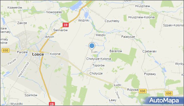 mapa Kolonia Toporów, Kolonia Toporów na mapie Targeo